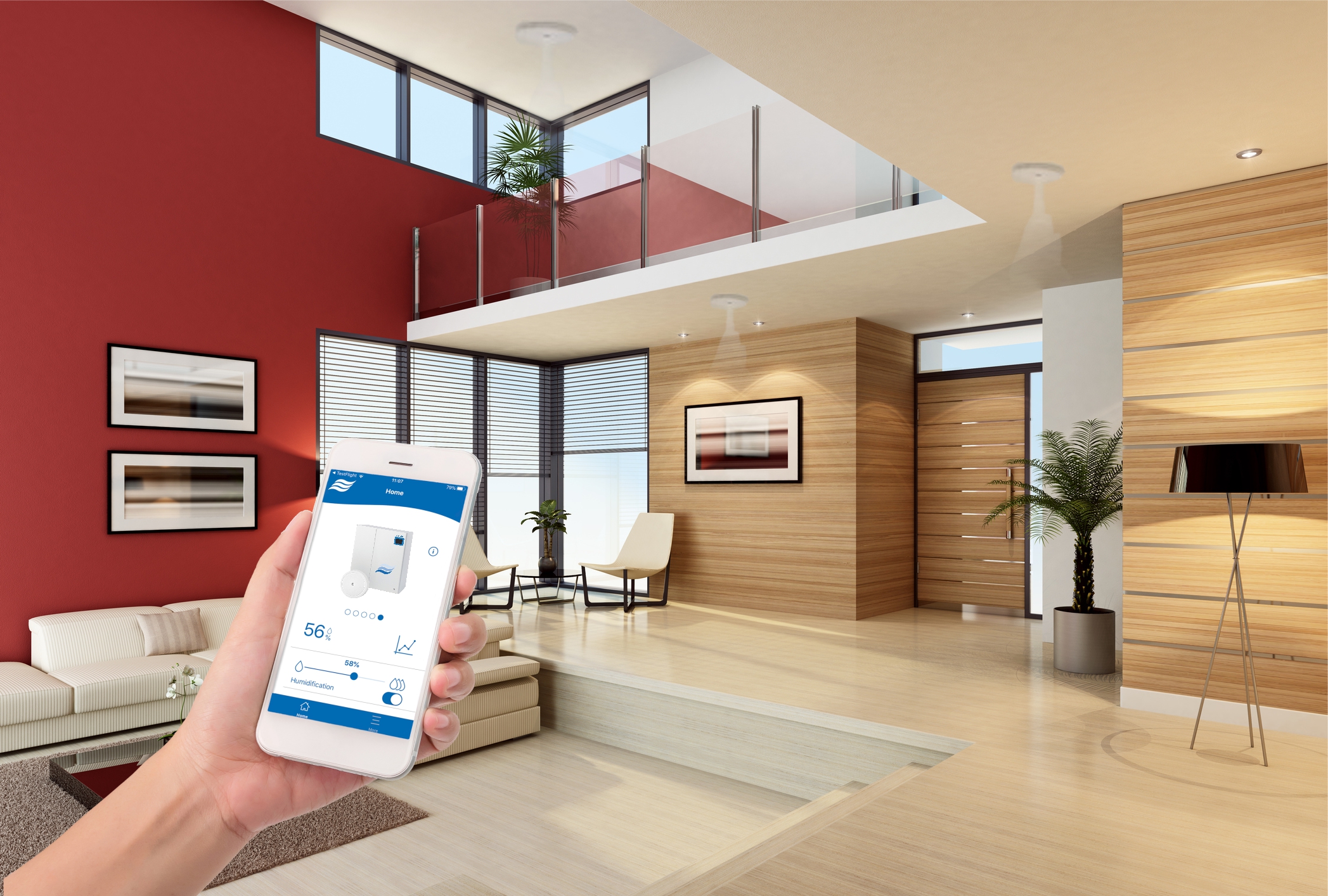 Humidification is essential to protect wooden floors and furniture